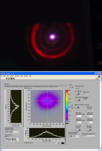 (Above) THe mode as seen by the human eye (or a simple handheld camera), and (below) the central part of the mode as seen on a lab ccd camera.