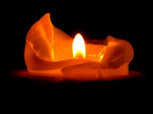 Wax candle flame